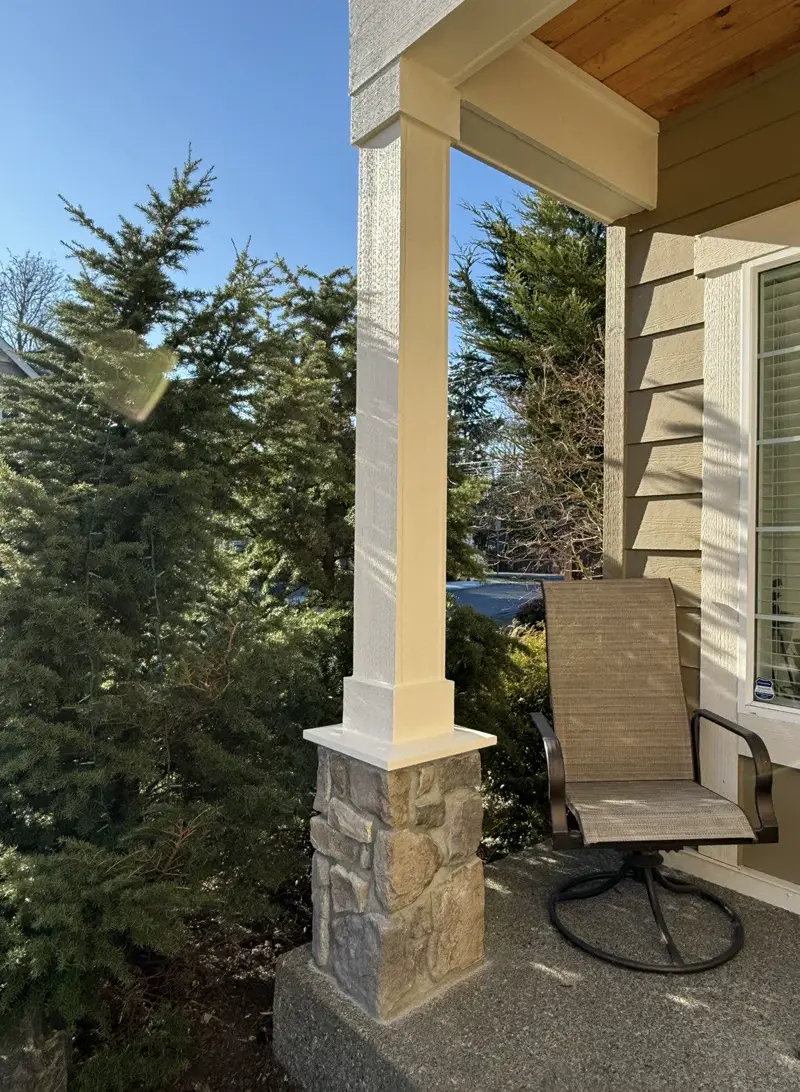 Porch column on stone base